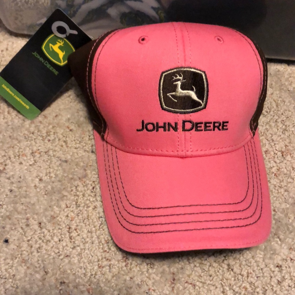Pink and brown John Deere hat. NWT!!